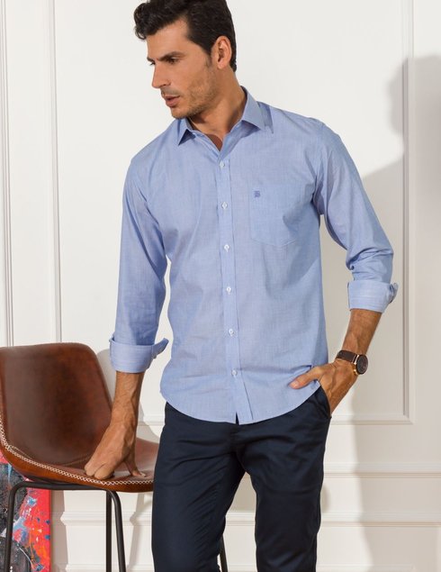camisa masculina premium azul baumgarten frente1