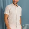 camisa masculina manga curta bege baumgarten frente