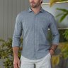 camisa masculina xadrez azul baumgarten frente
