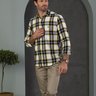 camisa masculina flanela xadrez amarela