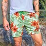 02 shorts de banho masculino estampa verde floral