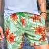 04 shorts de banho masculino estampa verde floral