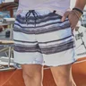 02 shorts de banho masculino branco com listras pretas