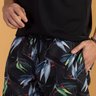 02 shorts de banho masculino cinza estampa tropical