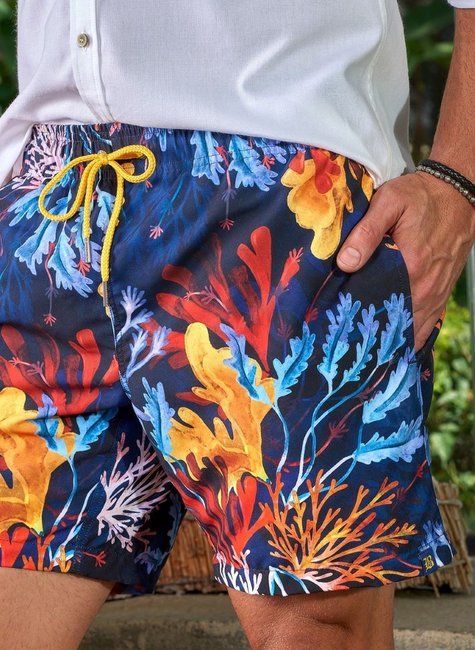 short de banho estampa fundo do mar colorido baumgarten frente