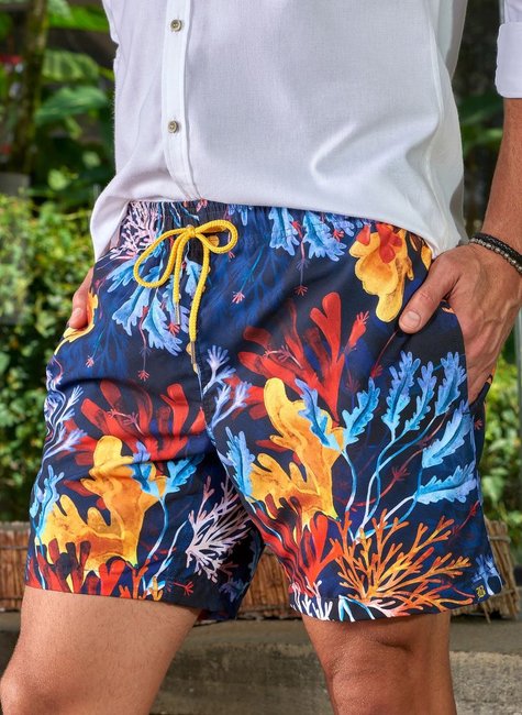 short de banho estampa fundo do mar colorido baumgarten