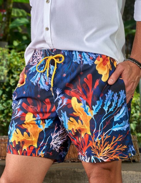 short de banho estampa fundo do mar colorido baumgarten