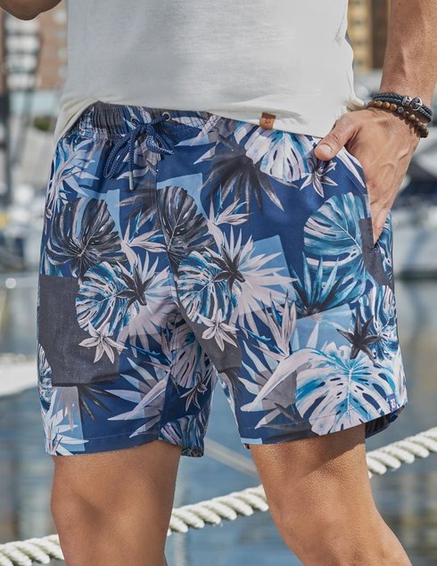 shorts de banho estampa azul baumgarten frente
