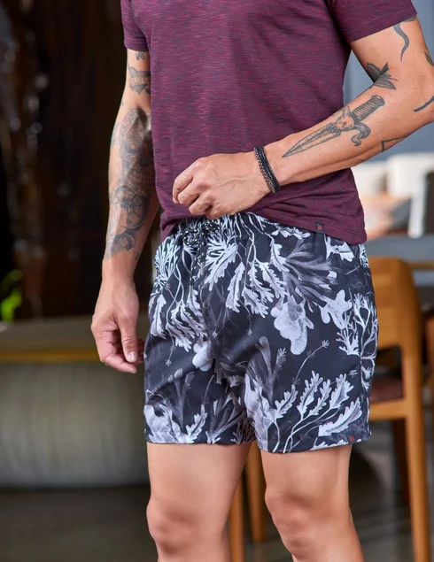 shorts de banho preto e branco baumgarten