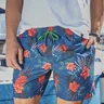 shorts de banho azul flores baumgarten