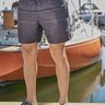 shorts de banho masculino listrado cinza