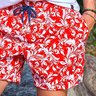 shorts de banho masculino estampado vermelho baumgarten frente
