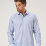 11 camisa masculina manga longa elegance mini listrada azul com detalhe em branco