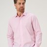 01 camisa masculina manga longa elegance mini xadrez rosa e branco