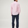 06 camisa masculina manga longa elegance mini xadrez rosa e branco