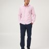 07 camisa masculina manga longa elegance mini xadrez rosa e branco