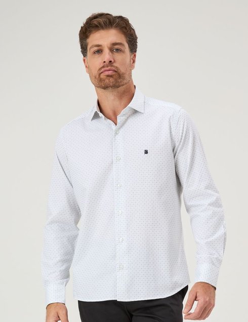 08 camisa masculina manga longa elegance algodao egipcio xadrez branco