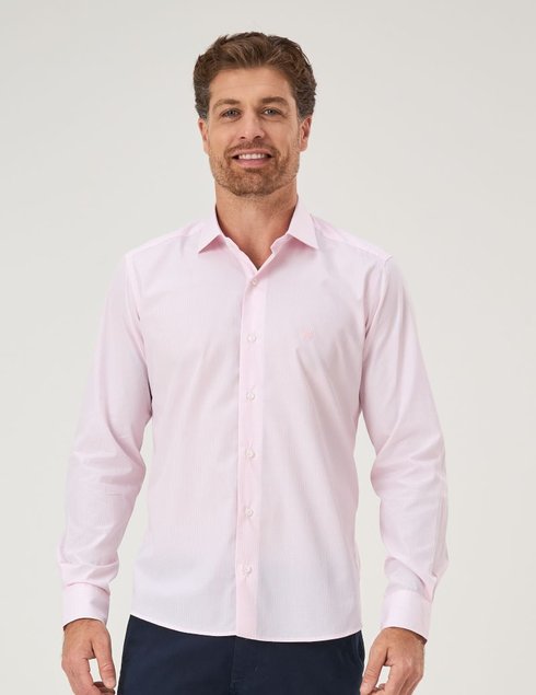 06 camisa masculina manga longa elegance algodao egipcio mini xadrez rosa