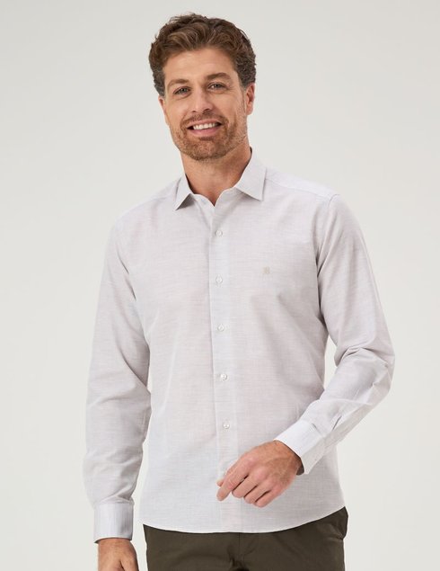 06 camisa masculina manga longa elegance algodao egipcio cor nude com mini detalhes