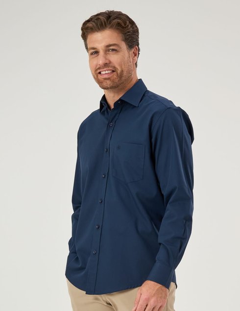 11 camisa masculina manga longa premium azul marinho com bolso