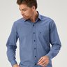 04 camisa masculina manga longa premium xadrez azul com bolso