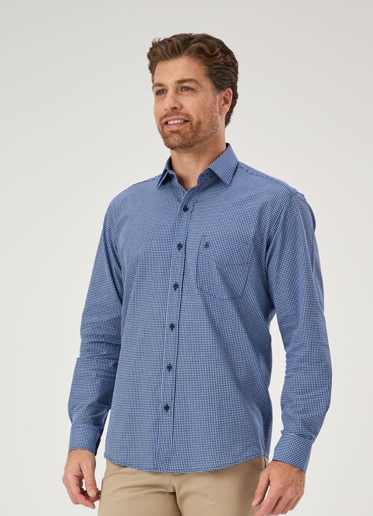Camisa Social Masculina Manga Longa Premium Tradicional Xadrez