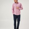 01 camisa masculina manga longa premium mini listras rosa envelhecido