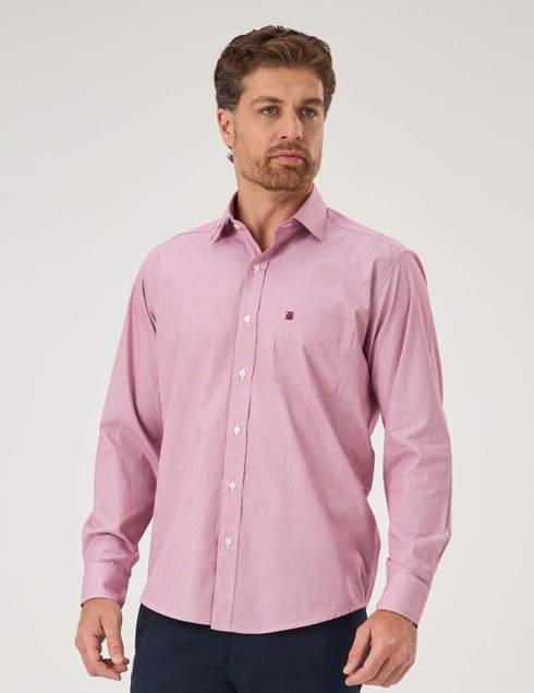 02 camisa masculina manga longa premium mini listras rosa envelhecido