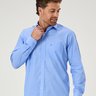 07 camisa masculina manga longa premium azul com detalhes e bolso