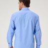 09 camisa masculina manga longa premium azul com detalhes e bolso