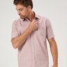 03 camisa masculina manga curta premium rosa envelhecido com bolso