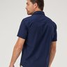 05 camisa masculina manga curta premium azul marinho com bolso