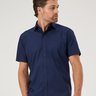 07 camisa masculina manga curta premium azul marinho com bolso
