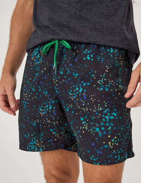 02 shorts de banho masculino preto com bolinhas