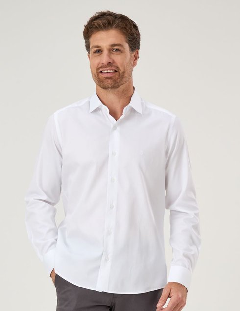08 camisa masculina manga longa elegance lisa branco algodao pima