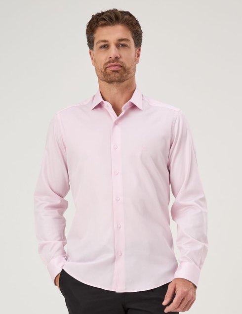 05 camisa masculina manga longa elegance rosa claro algodao pima