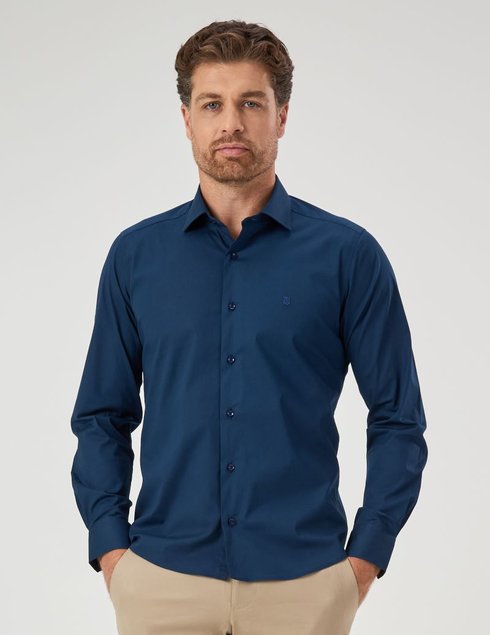 15 camisa masculina manga longa elegance lisa azul marinho