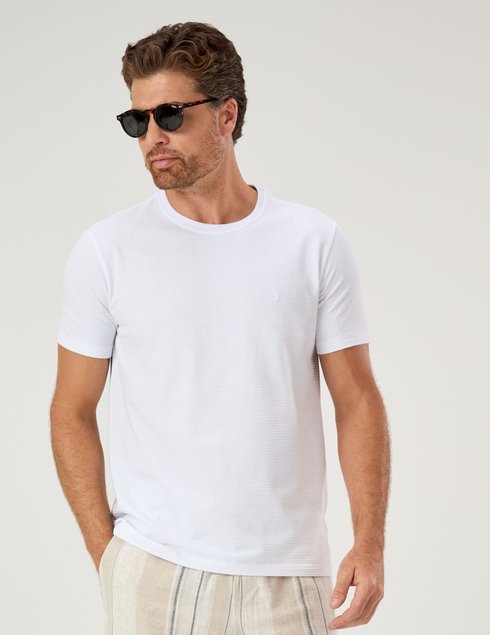 10 camiseta masculina manga curta malha texturizada branca