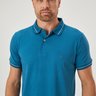 09 camisa masculina polo manga curta meia malha azul petroleo