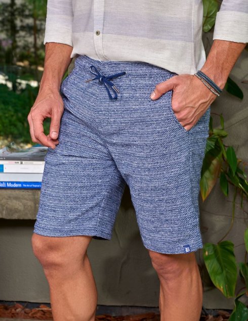 bermuda de moletom azul texturizada