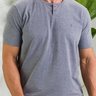 camiseta masculina baumgarten gola mandarim mescla frente proximada