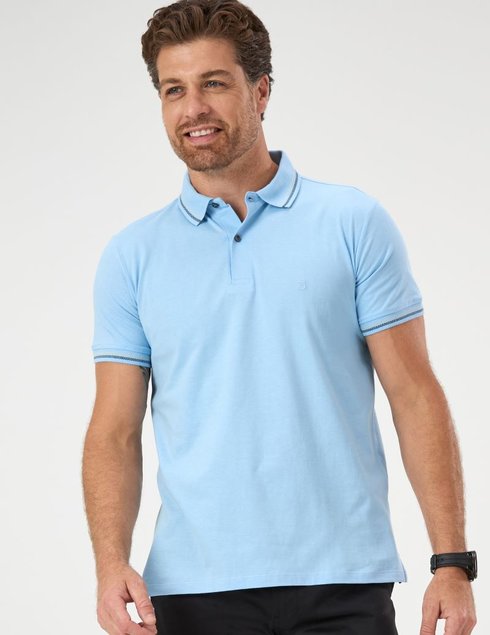 01 camisa masculina polo manga curta azul claro