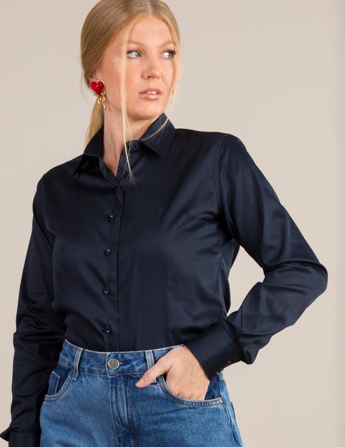 camisa social feminina classica baumgarten marinho