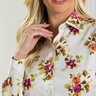 camisa feminina social branca com floral rosa baumgarten gola