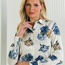 camisa feminina social branca com flor azul baumgarten frente