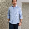 04 camisa masculina manga longa premium tradicional lisa com bolso azul claro 1