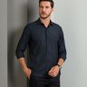 04 camisa masculina manga longa elegance slim mini xadrez preta viscose de bambu