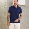 05 camisa masculina polo manga curta texturizada azul marinho