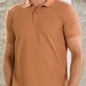 02 camisa masculina polo manga curta texturizada caramelo