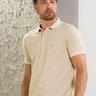 03 camisa masculina polo manga curta texturizada bege claro